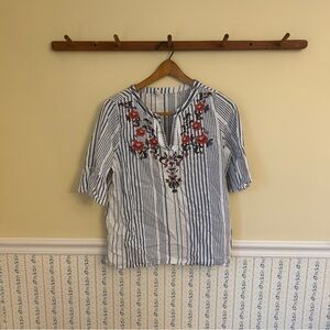 Westport Striped Embroidered Top